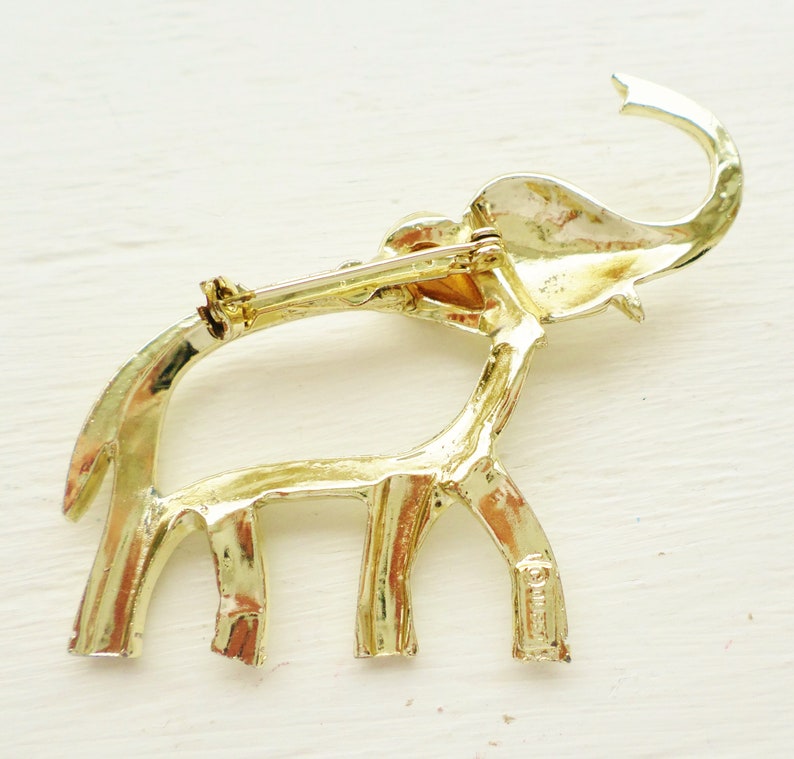 Teardrop Rhinestone Ear,Gold Tone Vintage Oleet Elephant Brooch Republican Emerald Green Rhinestone Eye Pin Designer Brooch