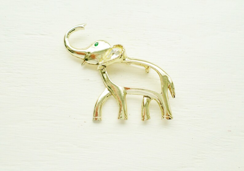 Teardrop Rhinestone Ear,Gold Tone Vintage Oleet Elephant Brooch Republican Emerald Green Rhinestone Eye Pin Designer Brooch
