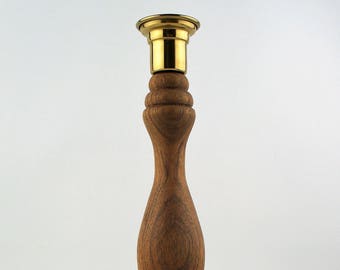 Hand-turned shedua wood candlestick