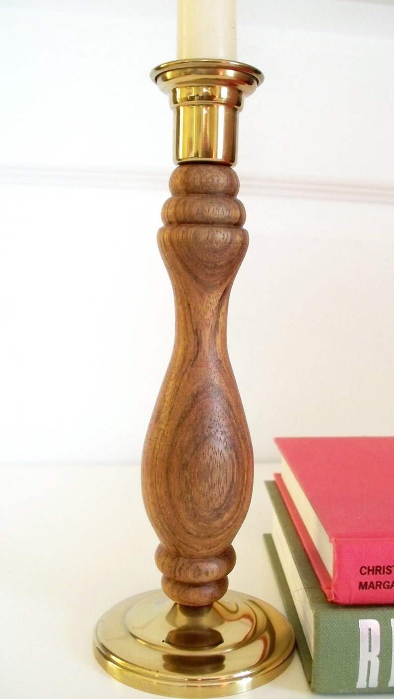 Hand-turned shedua wood candlestick image 4
