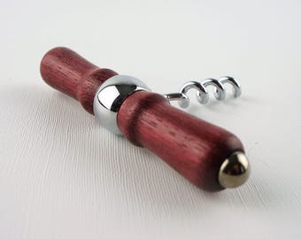 Hand-turned purpleheart wooden corkscrew