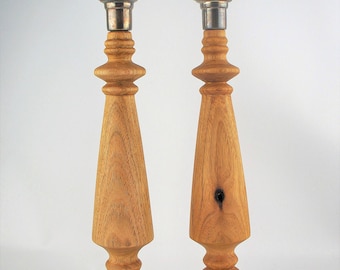 Hand-turned butternut wood candlesticks