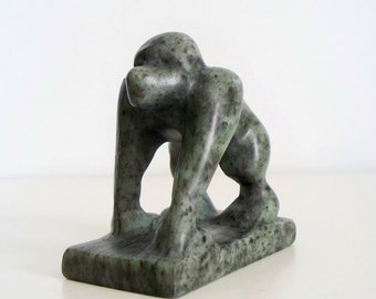 Hand-carved Soapstone Sculpture - Baboon