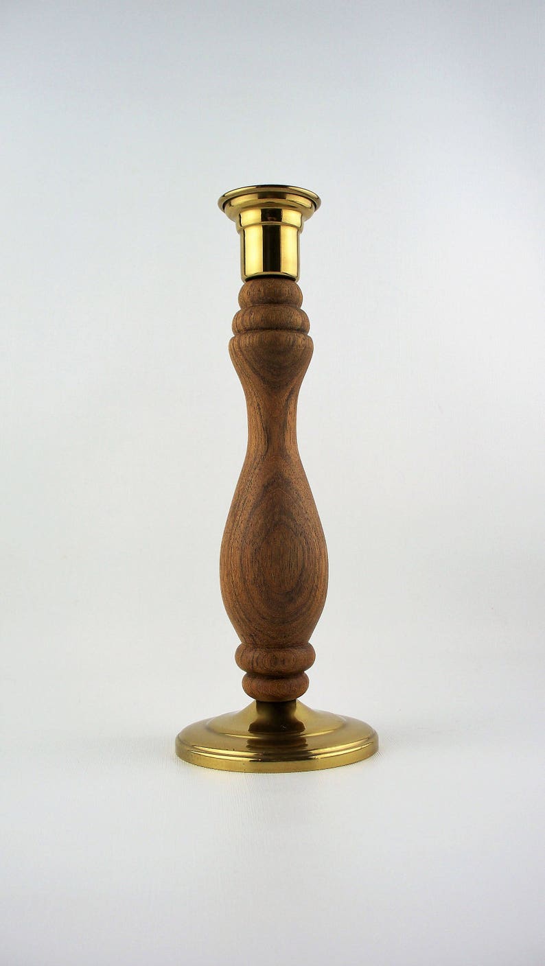 Hand-turned shedua wood candlestick image 1