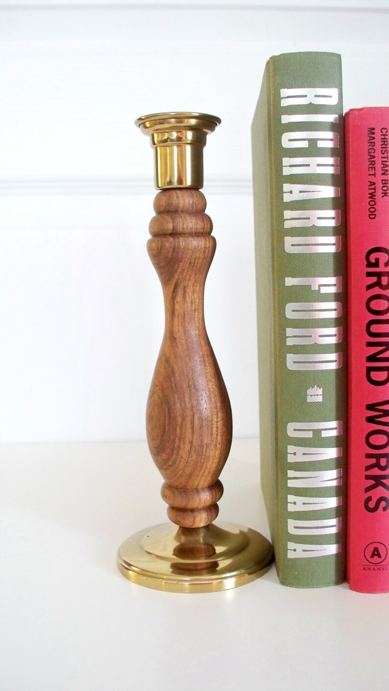 Hand-turned shedua wood candlestick image 5