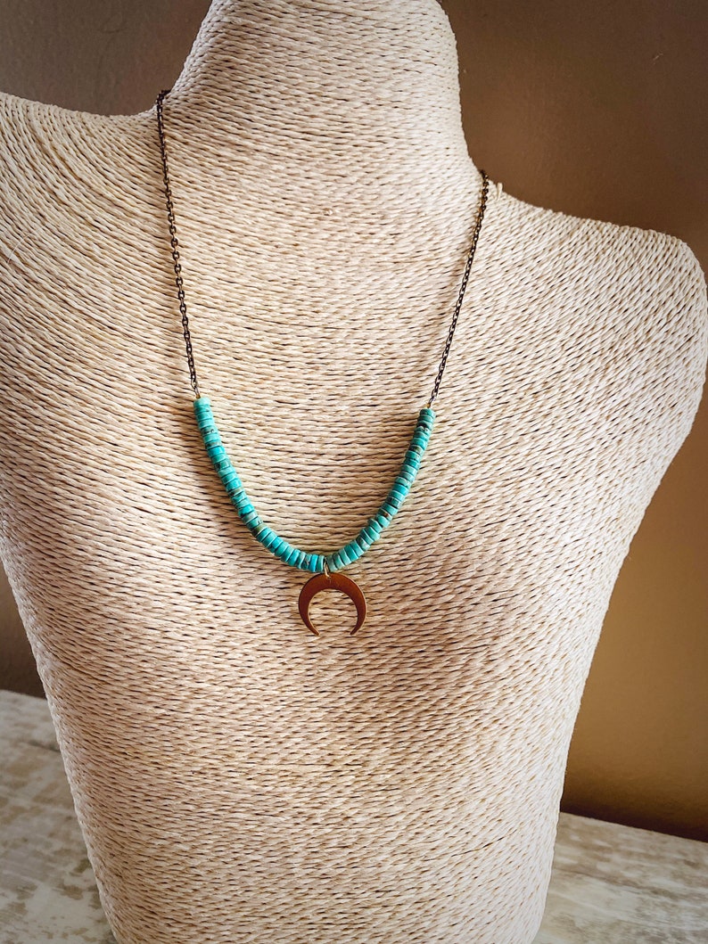 Turquoise Moon Charm Necklace