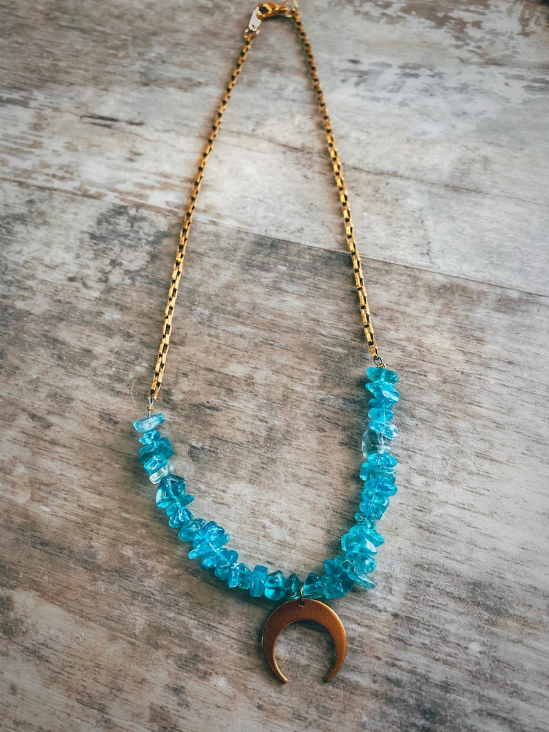 Apatite Moon Charm Necklace