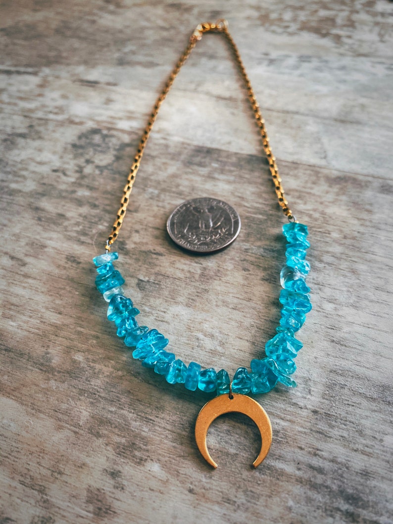 Apatite Moon Charm Necklace