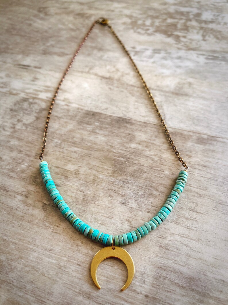 Turquoise Moon Charm Necklace