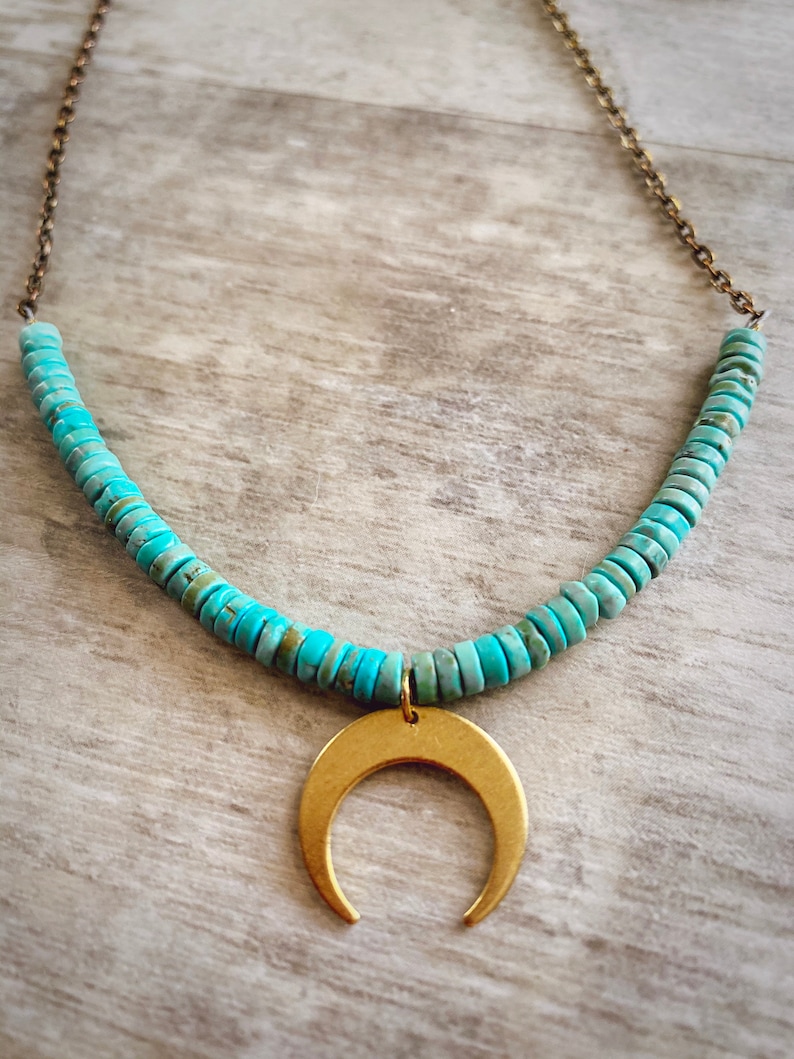 Turquoise Moon Charm Necklace