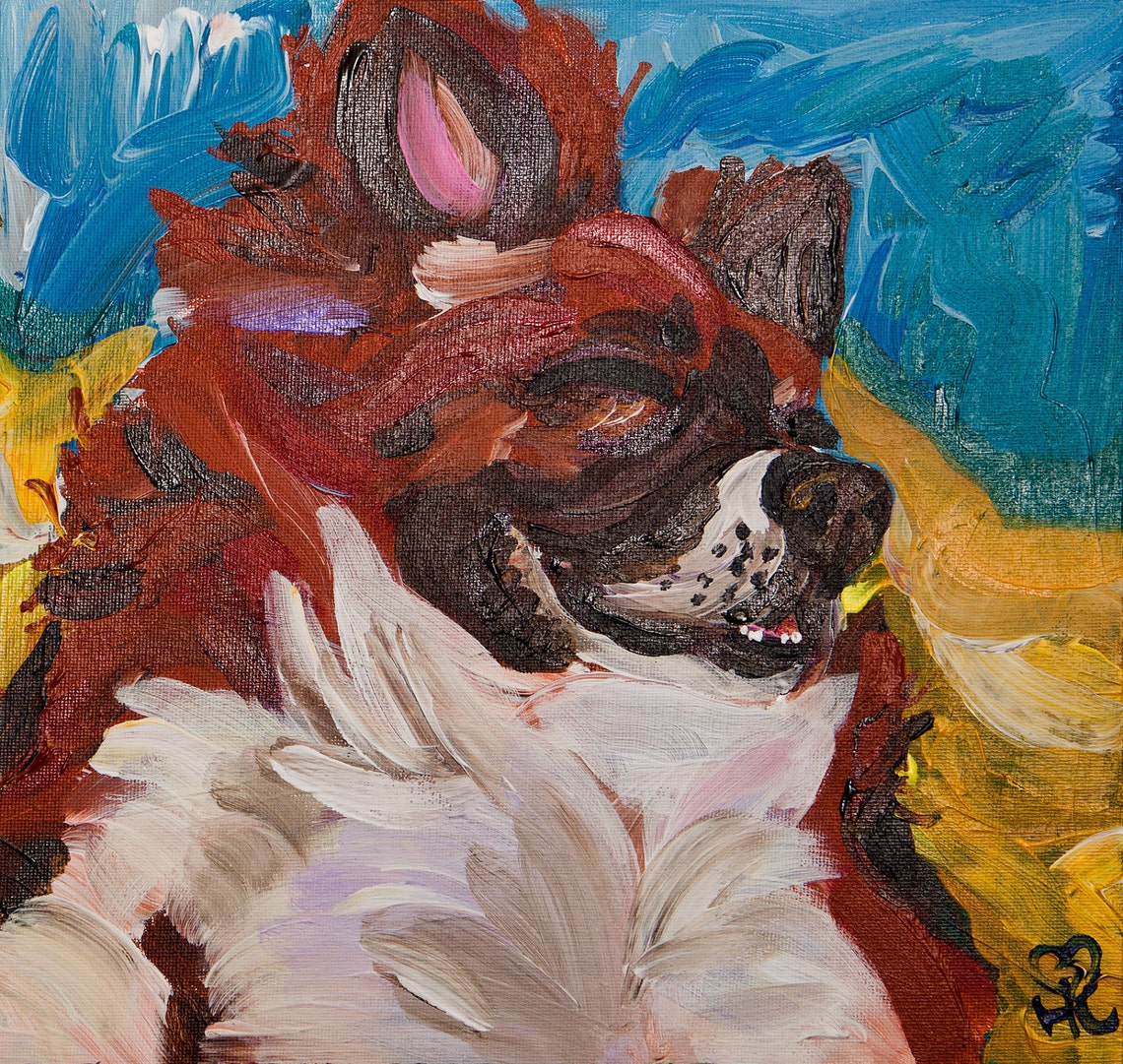 Custom Pet Portrait Painting 12x12 Canvas Pad Acrylic Painting Etsy