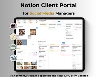 Social Media Manager Notion Template | Client Portal, Content Calendar & Approval System for Freelancers and Agencies