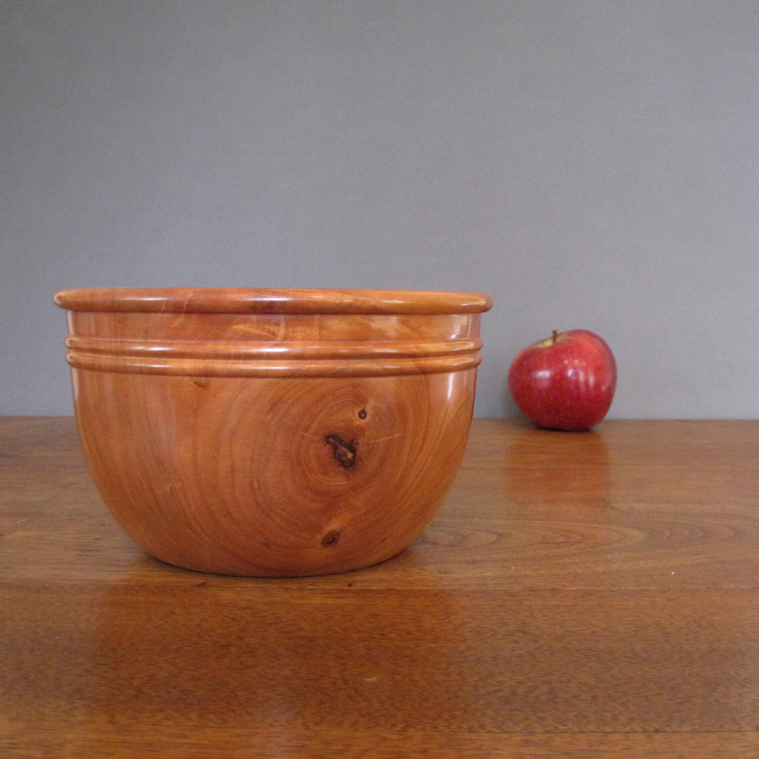 Cherry wood salad bowl wood turning warm dark reddish brown Etsy