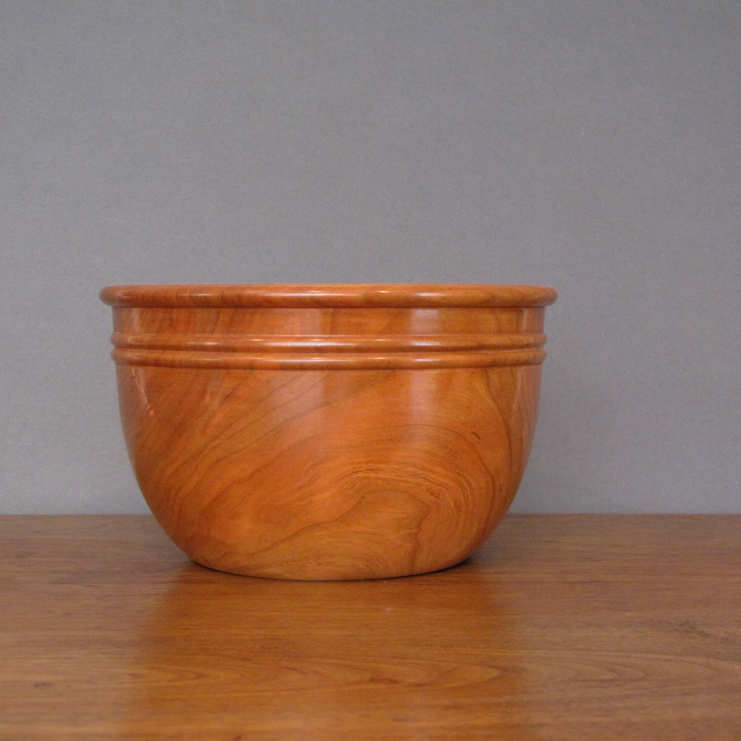 Cherry wood salad bowl wood turning warm dark reddish brown Etsy