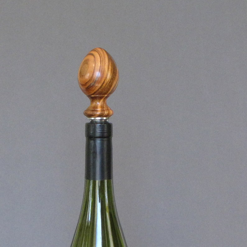 Tigerwood wine bottle stopper wood turned bottle stopper Etsy