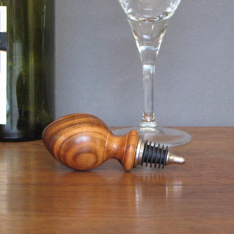 Tigerwood wine bottle stopper wood turned bottle stopper Etsy