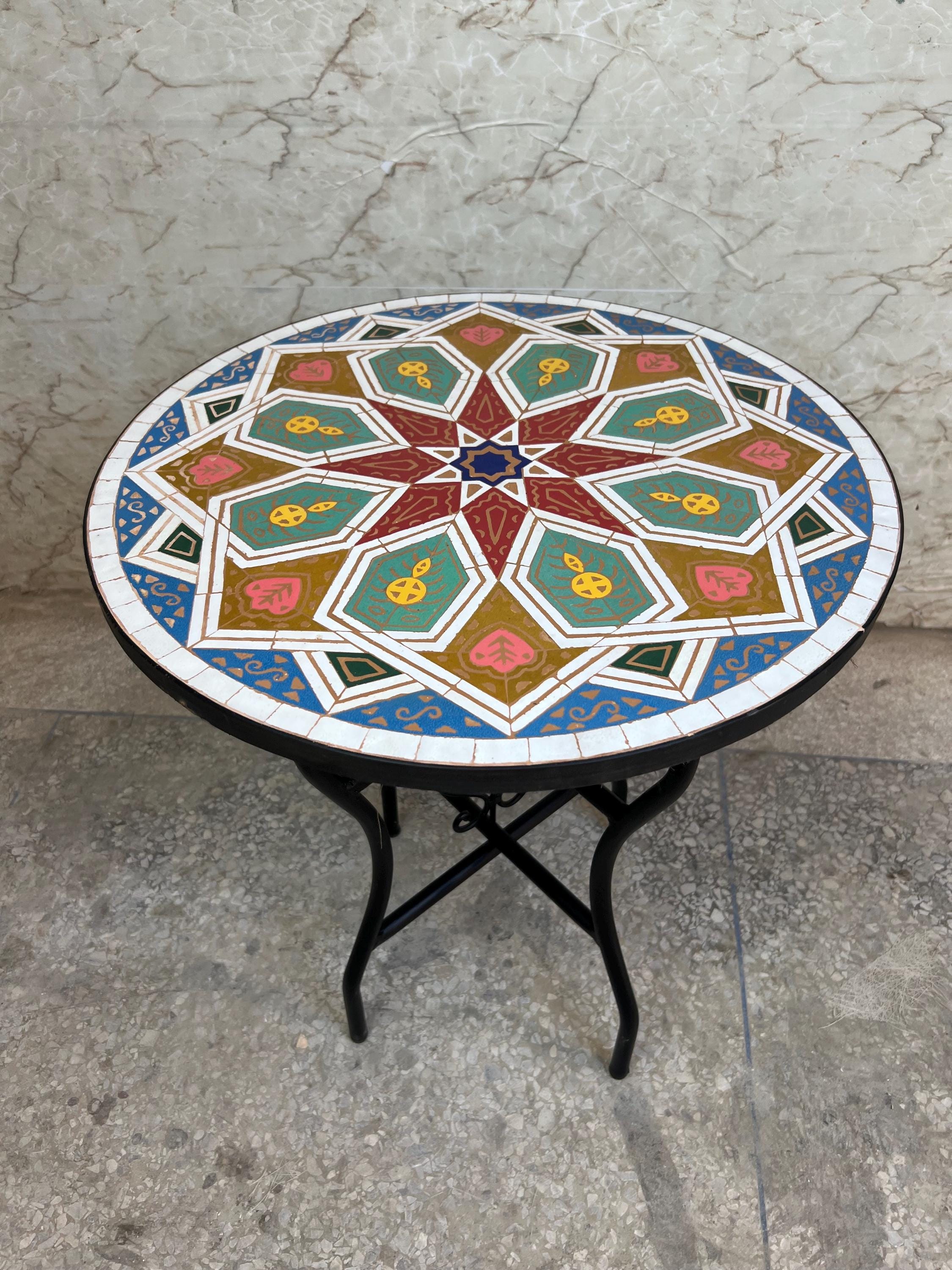 Médaillon Mosaïque 16x16 En Marbre Travertin - Anatolian, Style Méditerranéen