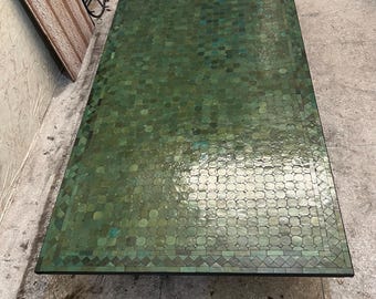 Handcraft Oval Zellige Coffee Table, Authentic Moroccan Mosaic Table, luxury Artisan Center Table, Premium Designer Furniture, Custom
