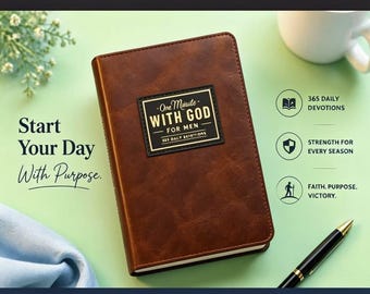 One Minute With God For Men | 365 Daily Devotions Book | Leather‑Look Cover