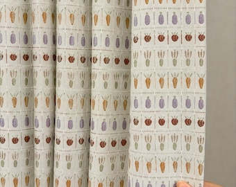 Custom Vegetable Fruit Jacquard Curtain,Linen Blend Farmhouse Curtain Panel,Cottagecore Kitchen Curtain,Nursery Window Drapes