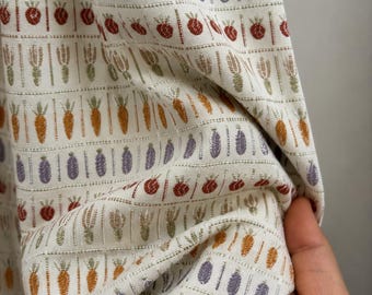 Custom Vegetable Fruit Jacquard Curtain,Linen Blend Farmhouse Curtain Panel,Cottagecore Kitchen Curtain,Nursery Window Drapes