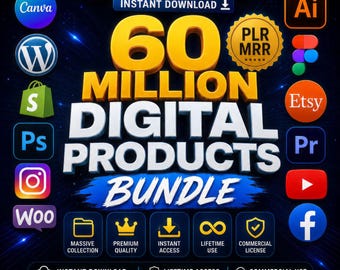 60 Million+ Digital PLR MRR Products Bundle | Ultimate Mega Collection for Creators & Digital Sellers