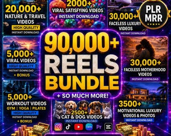 90,000+ Viral Reels Bundle | Faceless Content Library | PLR + MRR Included | Instant Download