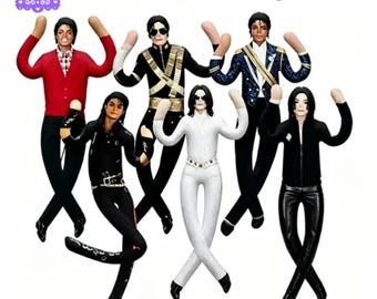 Michael Jackson Inspired Plush Doll, Movable Joint Pop Star Collectible (Flocking Material)