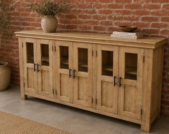 Aparador/mueble para TV multimedia de madera maciza de caoba con estilo escandinavo