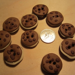 Chocolate Chip Ice Cream Cookie Buttons (Glow in the dark) (Half dozen or bakers dozen)