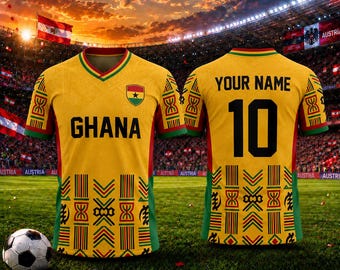 Ghana Soccer Jersey Custom Name Number, Ghana Football Shirt, Personalized Fan Jersey, African Football Gift for Fans