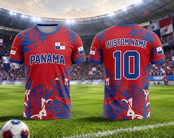 Maglia da calcio di Panama personalizzata con nome e numero, maglietta per tifosi di calcio di Panama, maglia personalizzata della squadra, regalo per uomo e donna