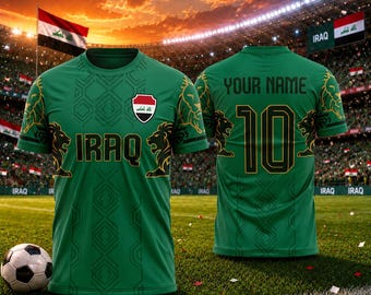 Iraq Soccer Jersey Personalized Name Number, Iraq Football Shirt, Custom Iraq Fan Jersey, Gift for Soccer Lovers