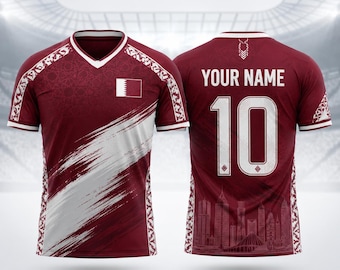 Qatar Soccer Jersey Custom Name Number, Personalized Qatar Football Fan Shirt, National Team Jersey Gift for Men Women