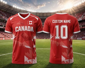 Maglia da calcio del Canada personalizzata con nome e numero, maglietta personalizzata per tifosi di calcio del Canada, maglia rossa della squadra, regalo per uomo e donna