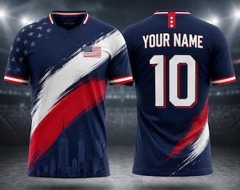 USA Soccer Jersey Custom Name Number, Personalized American Football Fan Shirt, USA Team Jersey Gift for Men Women