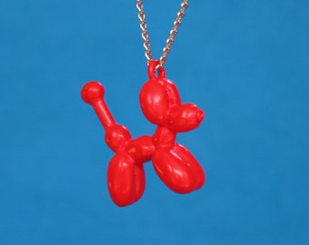 Balloon Dog Necklace by Balloongenuity-- Your Choice of Color Red Pink Purple Lime Green Pale Blue Shiny Silver Balloon Animal Jewelry