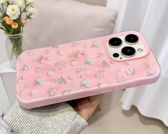 Korean Floral TPU iPhone Case | Textured Soft Flower Phone Cover