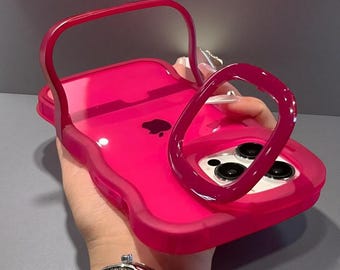 2-in-1 Wave Clear iPhone Case with Folding Stand | Shockproof Cover