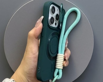 Magnetic iPhone Case with Flip Lens Cover & Wrist Lanyard | TPU Protection
