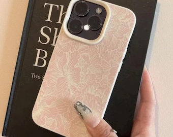 Roze bloemen zacht beschermend iPhone-hoesje | Elegant botanisch ontwerp