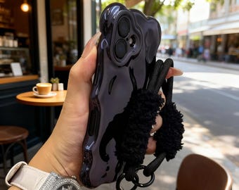 Wavy Plated iPhone Case with Lanyard | Shockproof Stylish Design