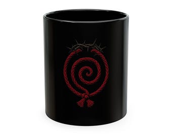 Red Spiral Rope Heart Mug | Dark Gothic Symbol Ceramic Mug
