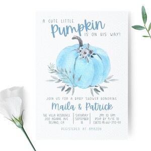 Piccola Zucca - Baby Shower - Blu - PERSONALIZZATO - Bambino - Riciclato - Ecologico - File Stampato o Digitale