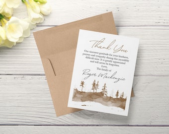 Personalized Funeral Acknowledgement Cards - Trees Ridge - Sympathy Thank You Bereavement Note Cards - Eco Friendly