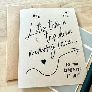 Un viaje por el CARRIL DE LOS RECUERDOS Raspaditas, San Valentín, Aniversario, Para él, Para ella, Ocasión especial, Tarjeta de felicitación, Regalo