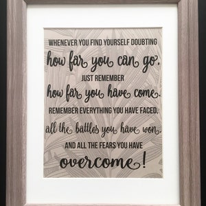 Inspirational Quote - How Far You Can Go Remember How Far You Have Come - Wall Art Decor - Graduation Gift - Eco - Recycled - Typography