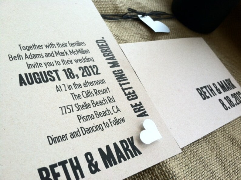 Wedding Invitations MODERN Recycled Typography Black Etsy