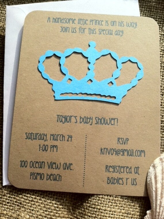 Handsome Prince Crown Baby Shower Invitations Boy | Etsy