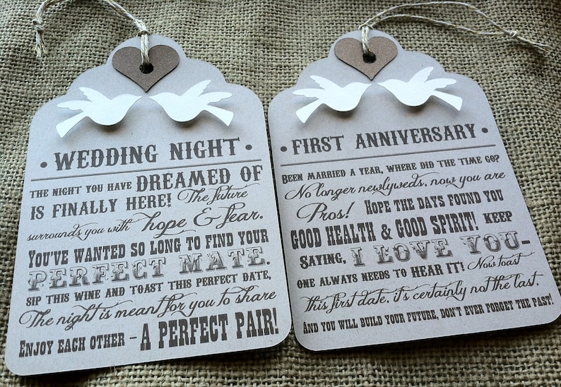 CUSTOM Wine Tags Bridal or Wedding Shower GIFT Poems Etsy